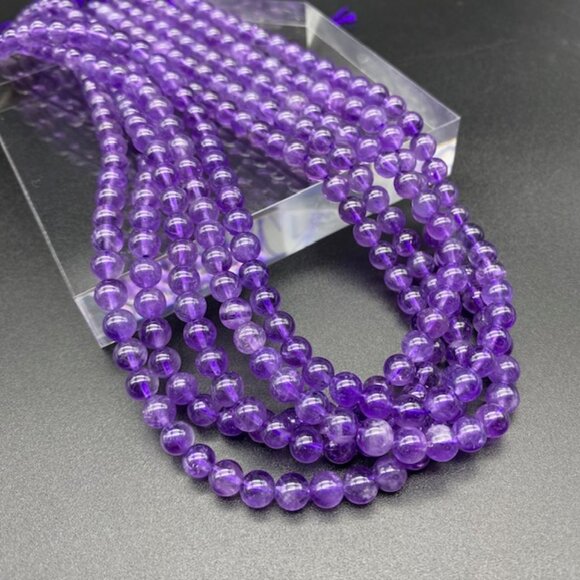 6mm Amethyst Genuine Semi Precious Natural Gemstone Bead Strand - Picture 2 of 2